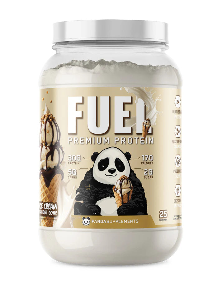 Panda supplements FUEL Premium protein sundae ice cream cone